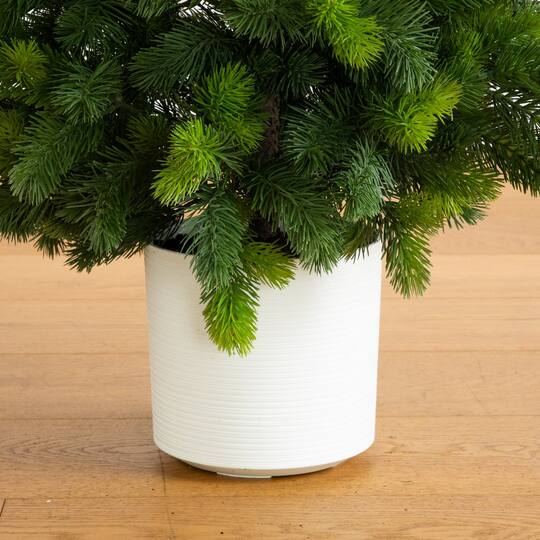 Nearly Natural 4ft. Artificial Real Touch Christmas Spruce Pine in White Decorative Planter